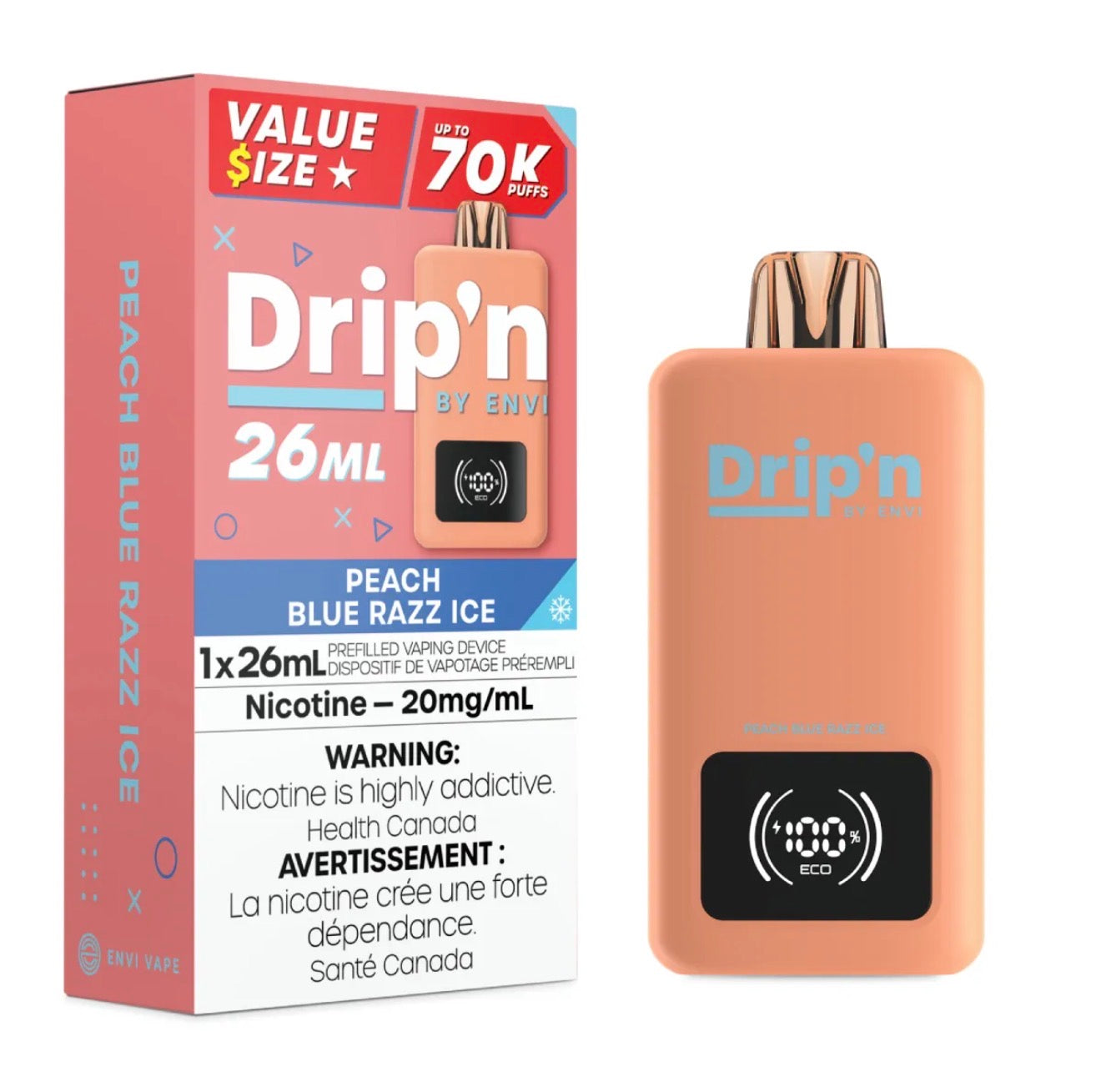 Drip’n 70K- PEACH BLUE RAZZ ICE