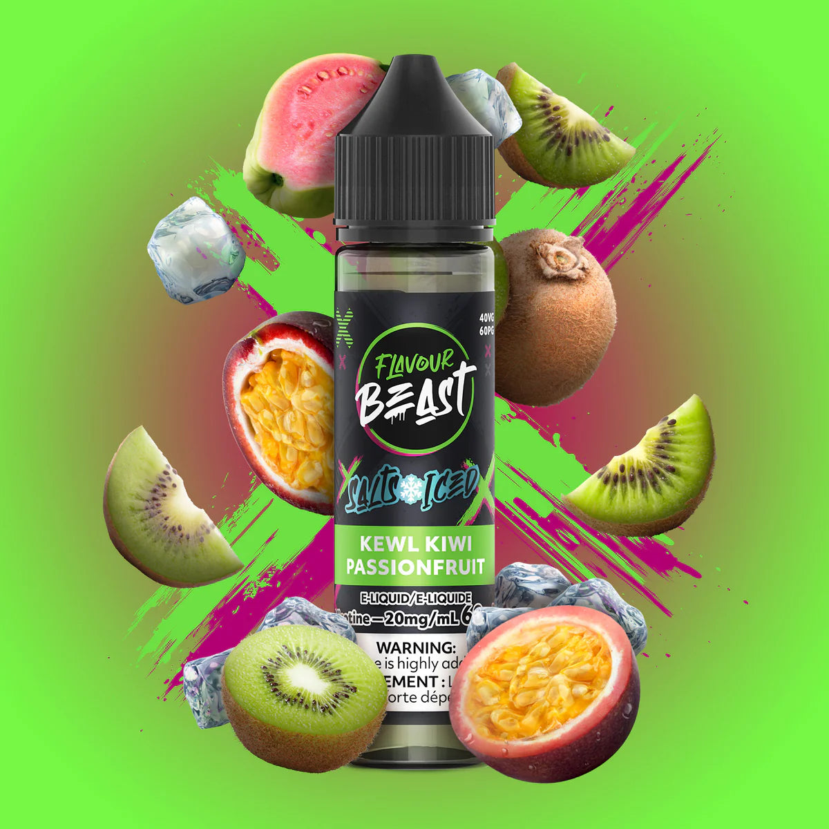 FLAVOUR BEAST 60ML - KEWL KIWI PASSIONFRUIT ICE