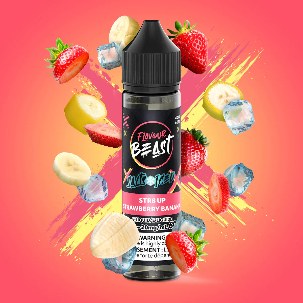 FLAVOUR BEAST 60ML - STR8 UP STRAWBERRY BANANA ICE