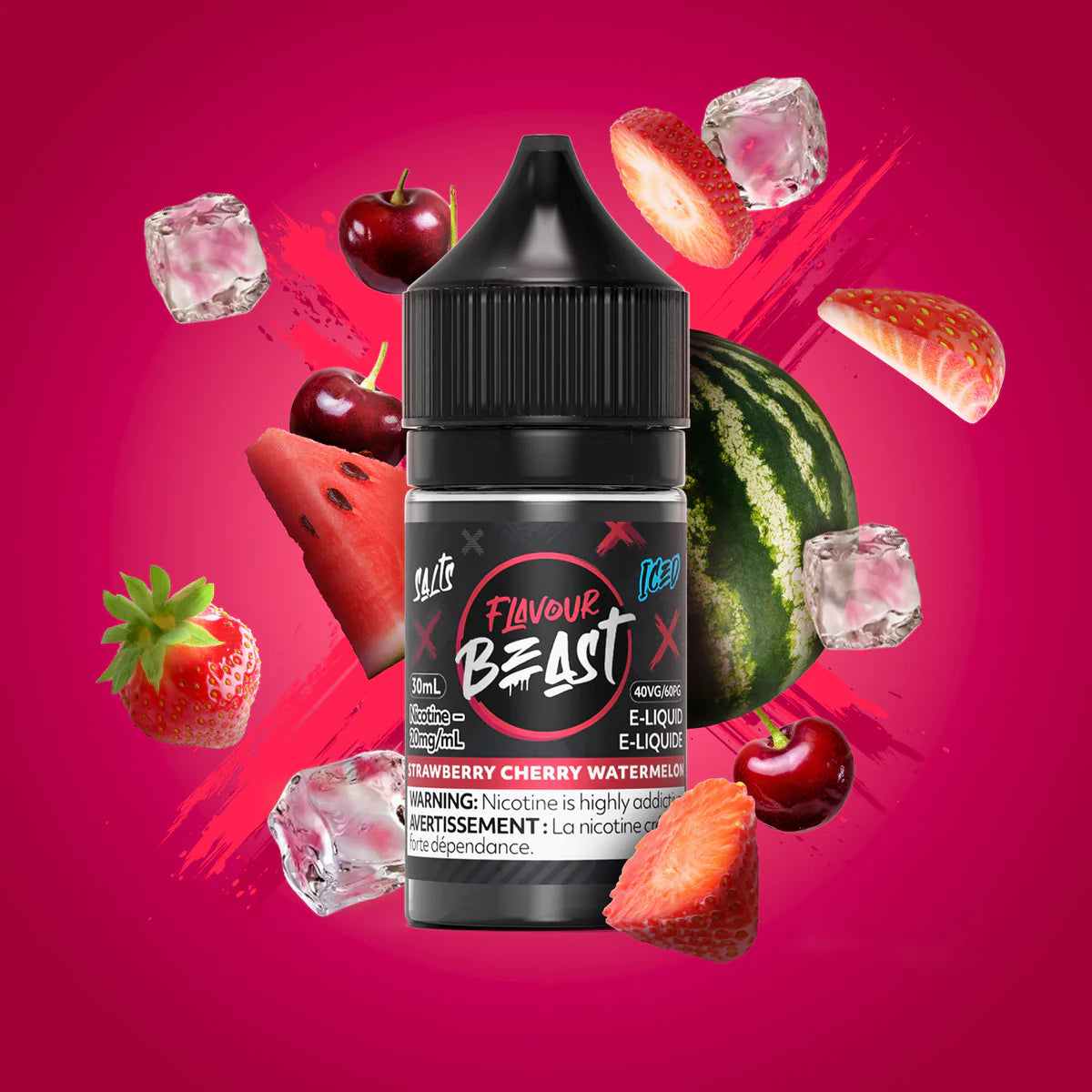 FLAVOUR BEAST 30ML - STRAWBERRY CHERRY WATERMELON ICE