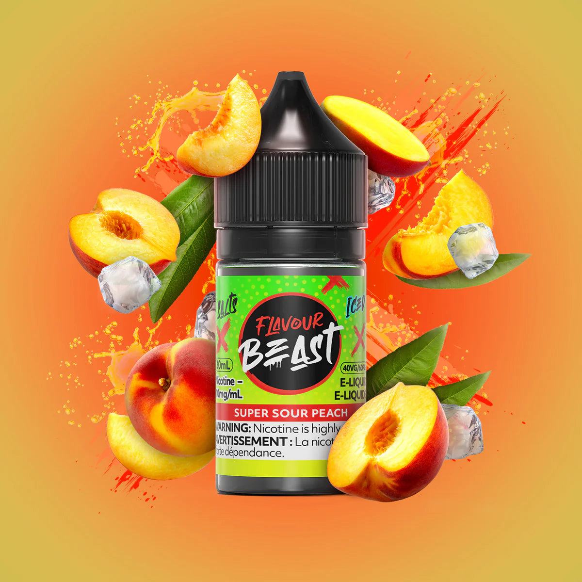 FLAVOUR BEAST 30ML - SUPER SOUR PEACH ICE