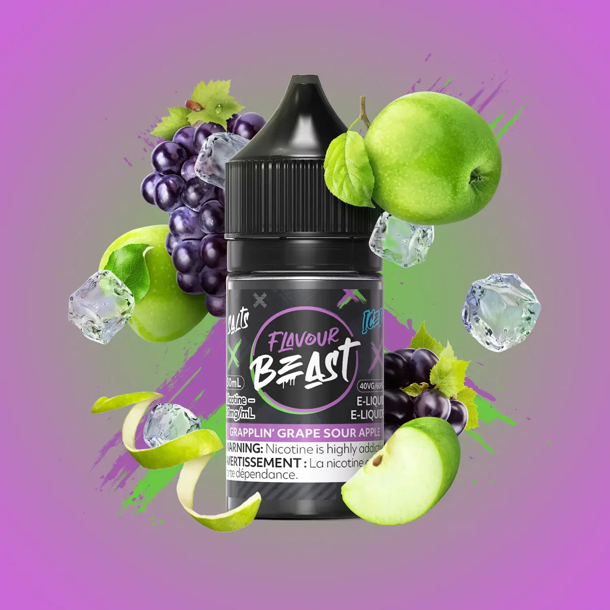 FLAVOUR BEAST 30ML - GRAPPLIN GRAPE SOUR APPLE ICE