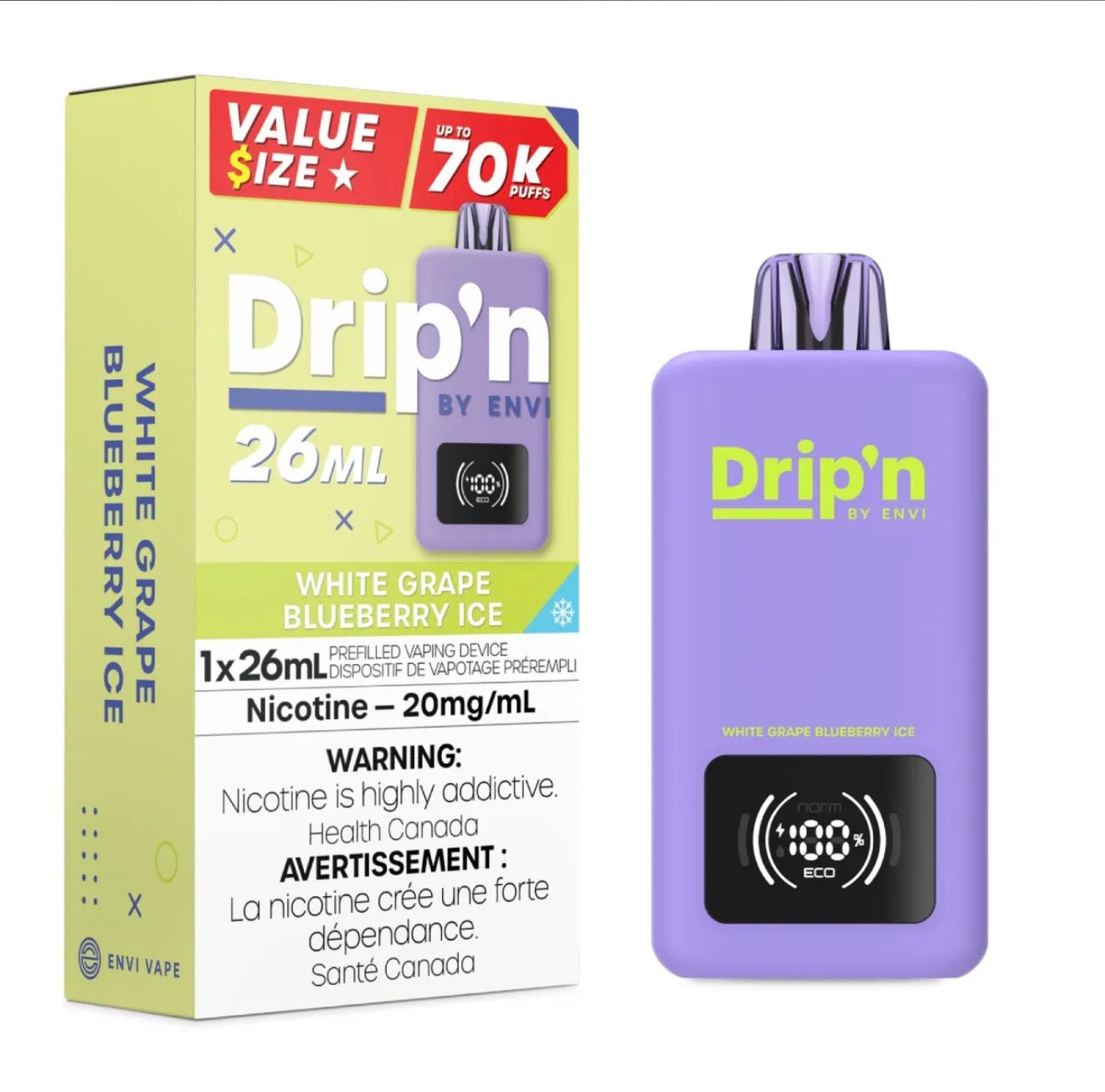 Drip’n 70K- WHITE GRAPE BLUEBERRY ICE