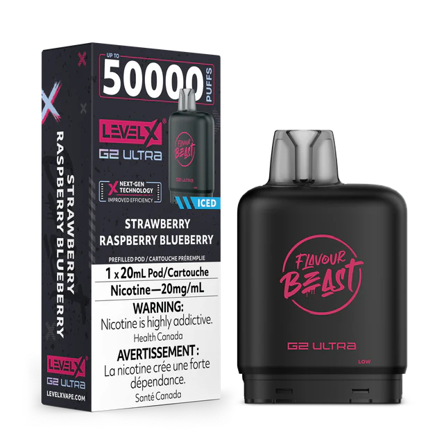 FLAVOUR BEAST G2 ULTRA POD 50K - STRAWBERRY RASBERRY BLUEBERRY ICE
